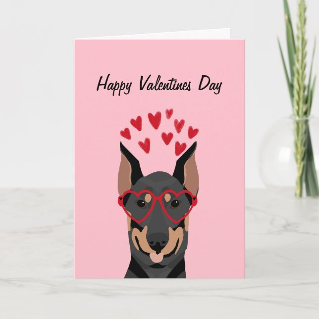 Tarjeta de amor Doberman Día de San Valentín (Anverso)