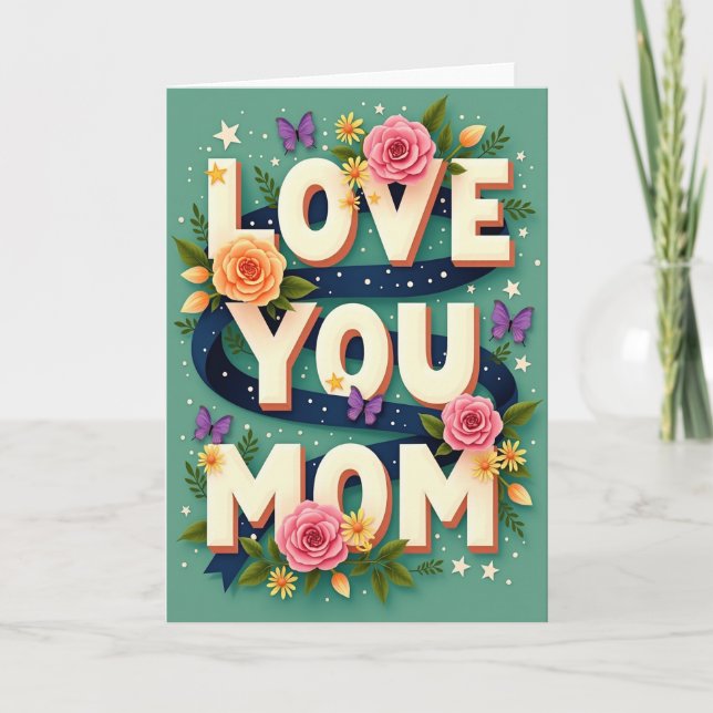 Tarjeta de amor falso dorado para mamá (Anverso)