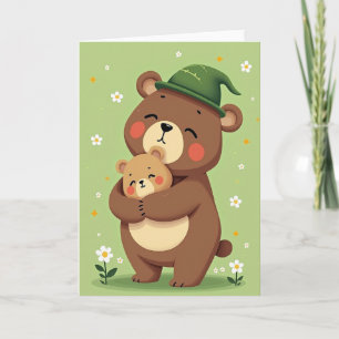 Tarjeta de amor familiar con abrazos de oso lindos