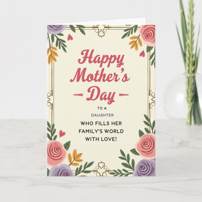 Tarjeta de amor familiar para hijas a rayas (Anverso)