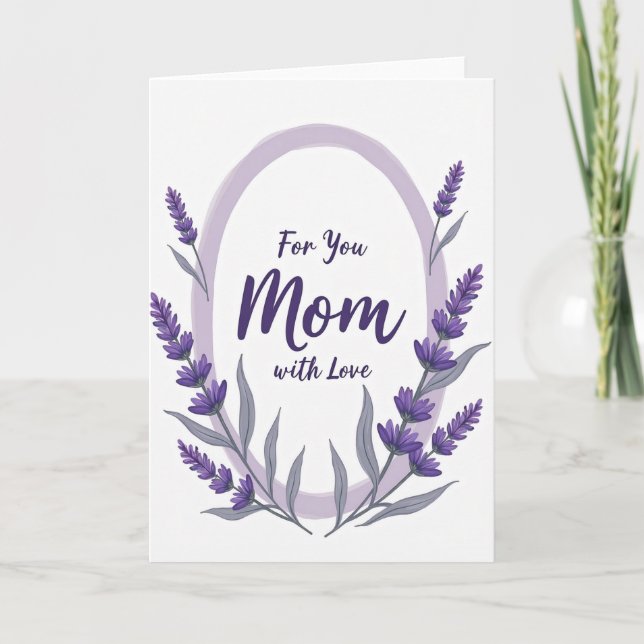 Tarjeta de Amor Floral Lila Mamá (Anverso)