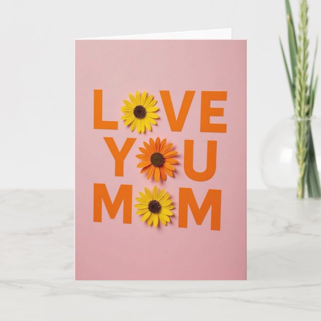 Tarjeta de amor floral rosa para mamá (Anverso)