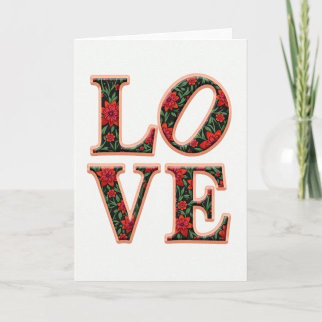 Tarjeta de amor floral simple (Anverso)