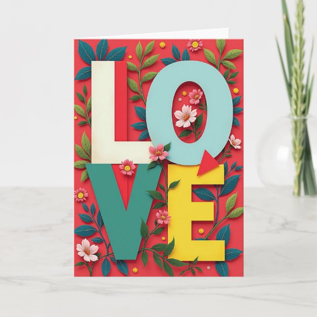 Tarjeta de amor floral vibrante (Anverso)