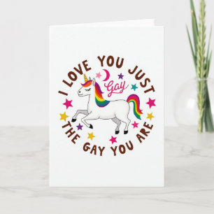 Tarjeta de amor gay de unicornio arcoíris