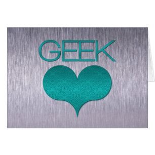 Tarjeta de amor geek (corazón), turquesa