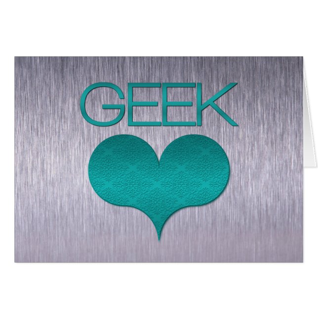 Tarjeta de amor geek (corazón), turquesa (Anverso (Horizontal))