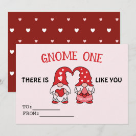 Tarjeta de amor Gnome Cute Red Hearts de San Valen