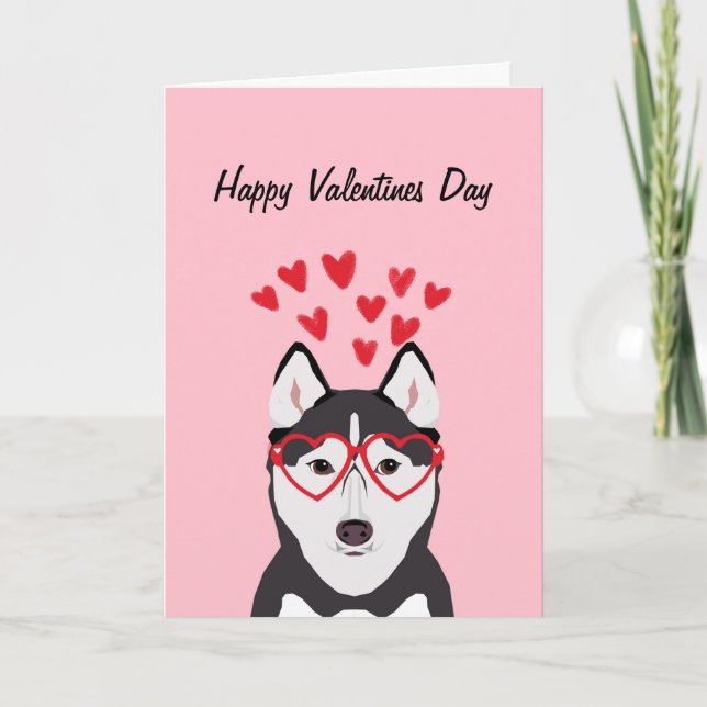 Tarjeta de amor Husky Dog Valentine (Anverso)
