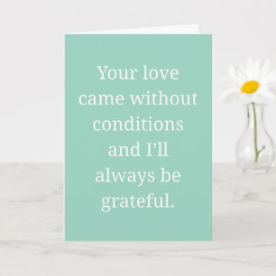 Tarjeta de amor incondicional y corazón agradecido