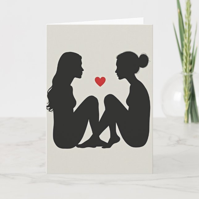Tarjeta de amor lesbiana minimalista (Anverso)