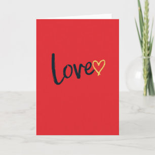 Tarjeta de amor manuscrita roja con corazón