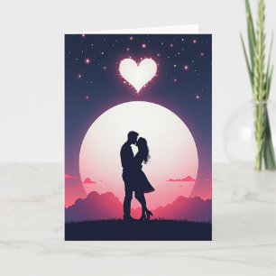 Tarjeta de amor minimalista con beso
