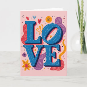 Tarjeta de amor minimalista con línea discontinua