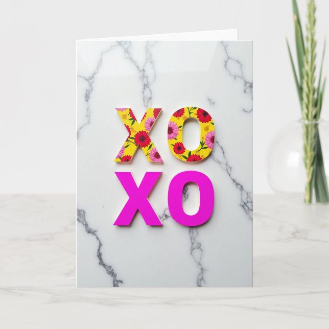 Tarjeta de amor moderna floral Xoxo (Anverso)