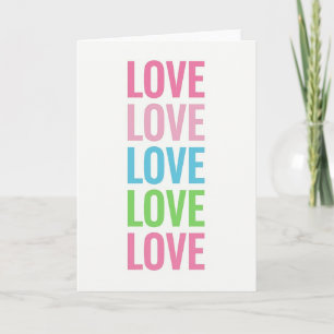 Tarjeta de amor multicolor rosa
