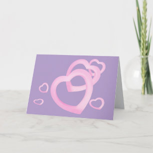 Tarjeta de amor para corazones rosas, saludo, grac