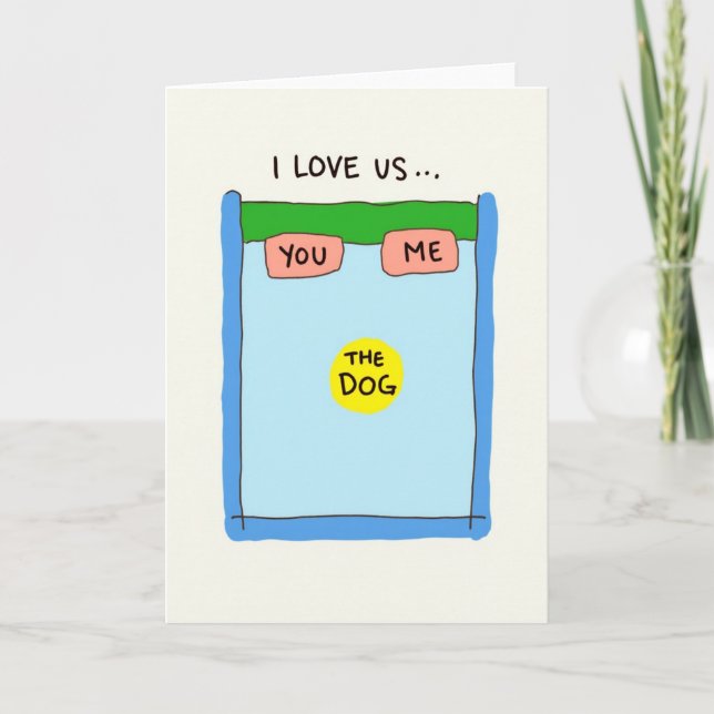 Tarjeta de amor para el perro que ocupa la cama (Anverso)