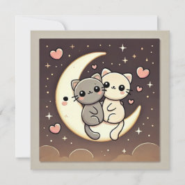 Tarjeta de amor para gato iluminada por luna