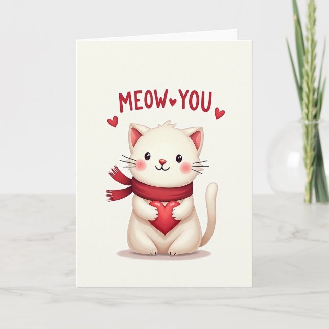 Tarjeta de amor para gatos Meow You (Anverso)