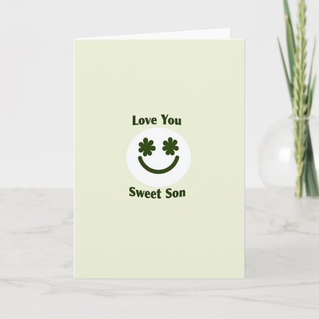 Tarjeta de amor para hijo con sonrisa verde (Anverso)