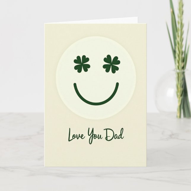 Tarjeta de amor para papá con trébol sonriente (Anverso)