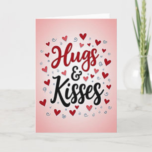 Tarjeta de amor perfecta con abrazos y besos