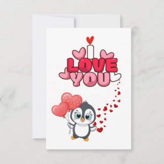 Tarjeta de amor pinguins love