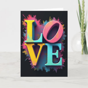 Tarjeta de amor pintada simple con explosión