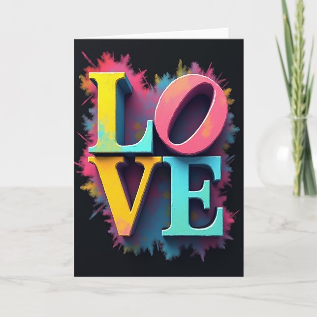 Tarjeta de amor pintada simple con explosión (Anverso)