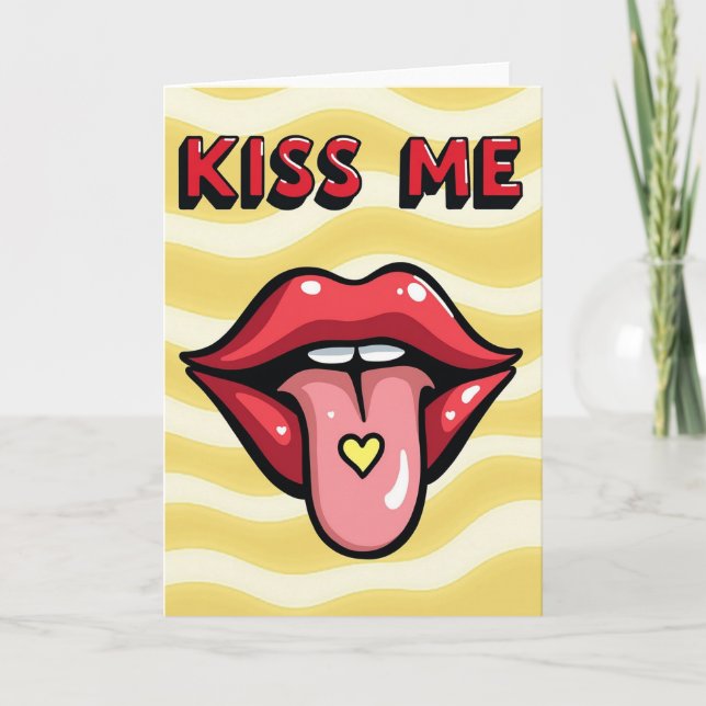 Tarjeta de Amor Pop Art Bésame los Labios (Anverso)