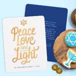 Tarjeta de amor por la paz y la luz Hanukkah