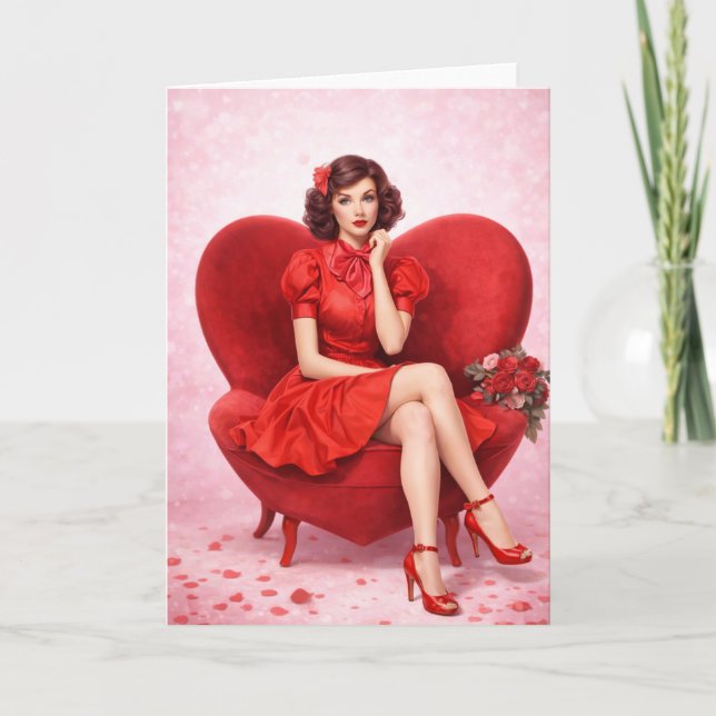 Tarjeta de Amor Retro Romántico - San Valentín Vin (Anverso)