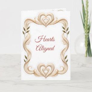 Tarjeta de amor romántico con corazones alineados