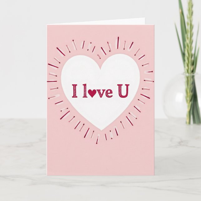 Tarjeta de amor rosa con corazón (Anverso)