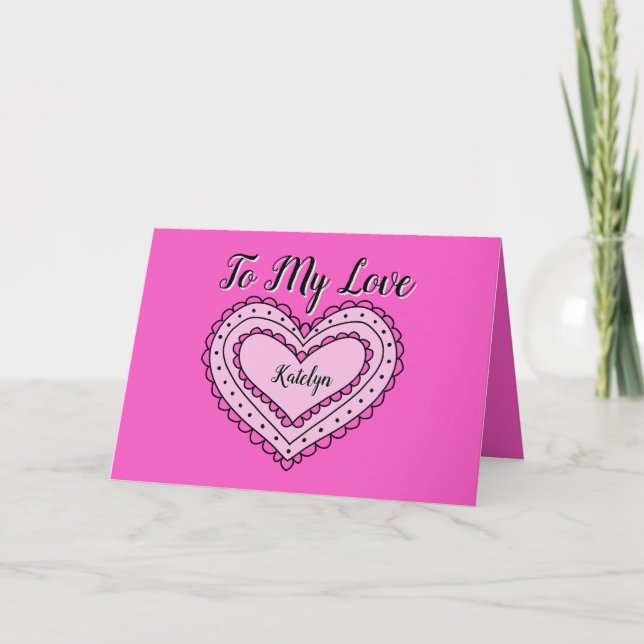 Tarjeta de amor rosa para El día de San Valentín,  (Anverso)