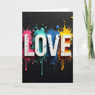 Tarjeta de amor simple con salpicaduras de pintura