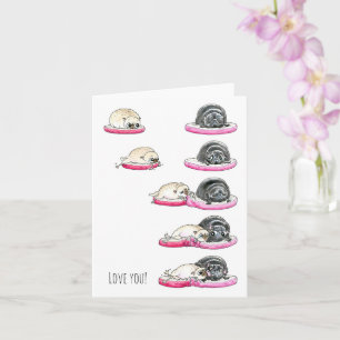Tarjeta de amor Sneaky Kiss pug