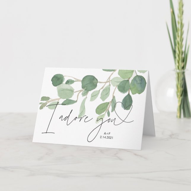 Tarjeta de amor verde para él, tarjeta de aniversa (Anverso)