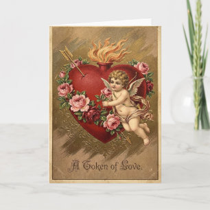 Tarjeta de Amor Vintage Cupido