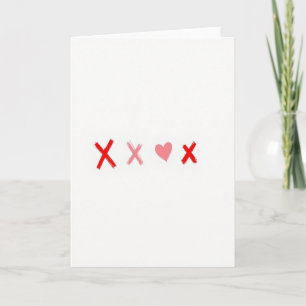 Tarjeta de amor Xs y corazones