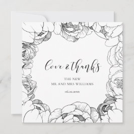 Tarjeta de amor y agradecimiento elegante de peona