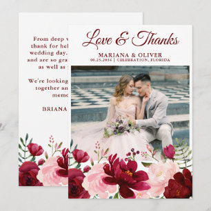 Tarjeta de amor y agradecimiento para foto de boda