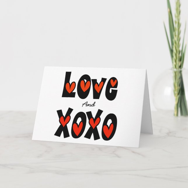 Tarjeta de amor y besos y abrazos románticos (Anverso)
