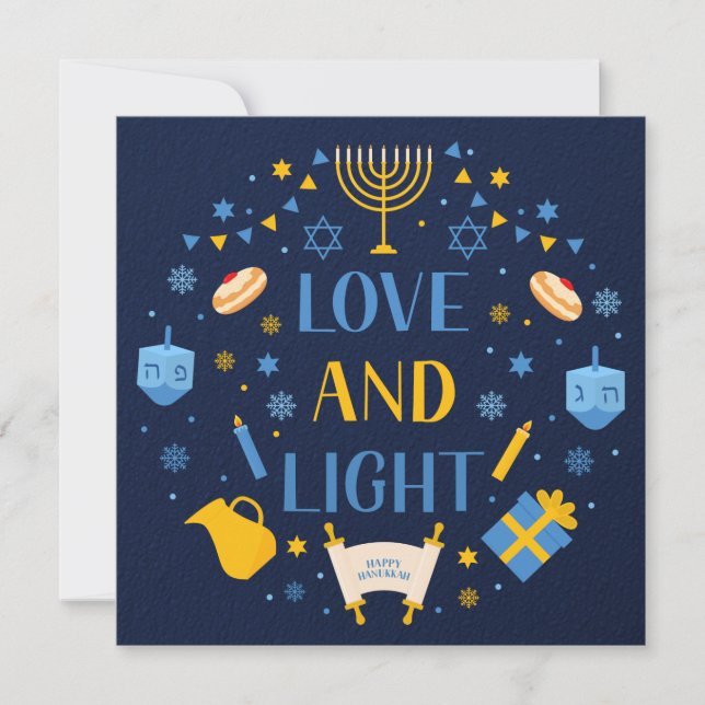 Tarjeta De Amor Y Saludo Ligero Hanukkah (Anverso)