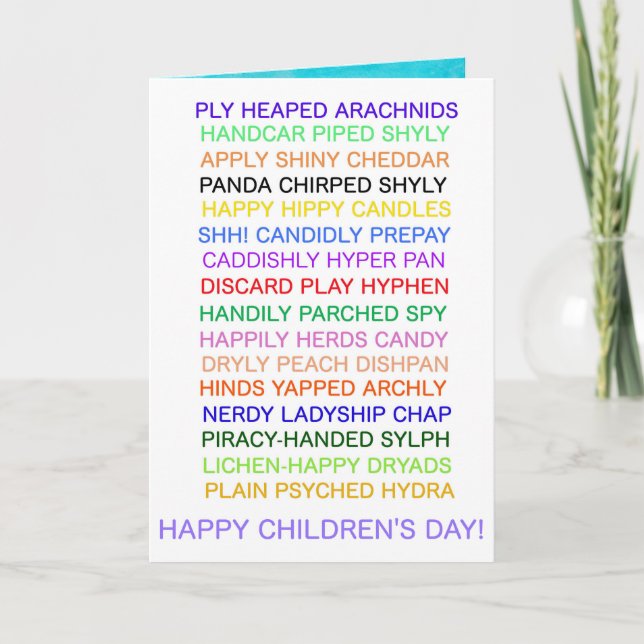 Tarjeta de Anagramas del Día del Niño (Anverso)