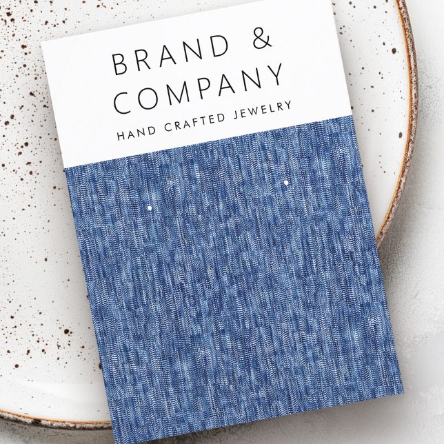 Tarjeta de anclaje de patrón de denim azul moderno (Modern blue denim pattern earring card)