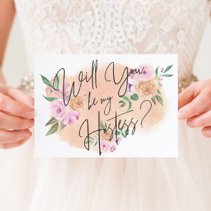 Tarjeta de anfitriona floral soñadora