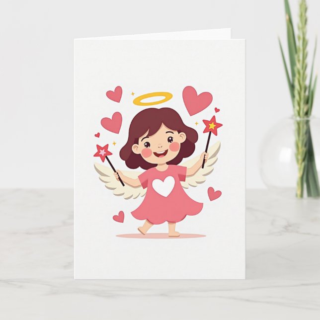 Tarjeta de Ángel de Corazón Adorable (Anverso)