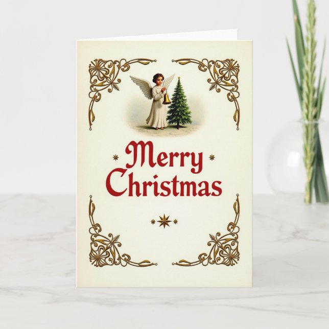 Tarjeta de ángel de Feliz Navidad (Anverso)